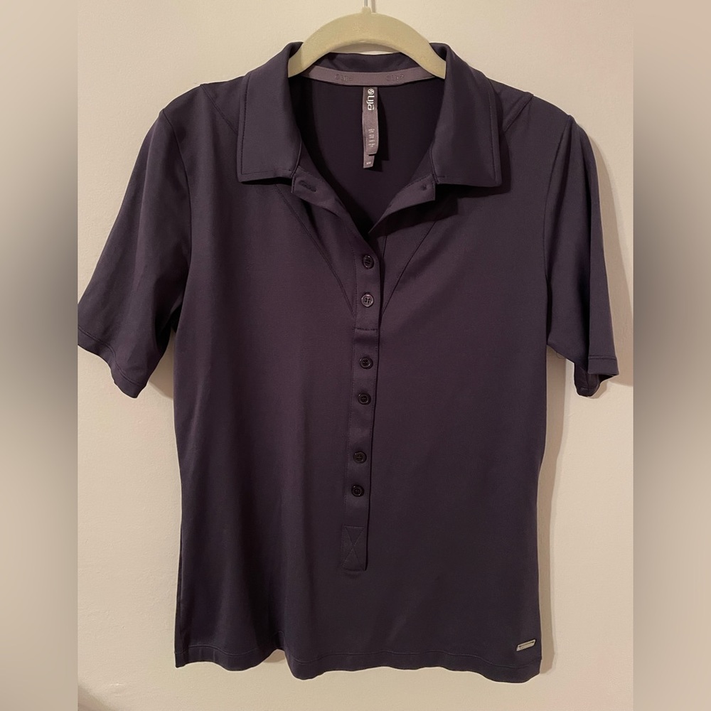Lija Women’s Athletic Top Golf Polo Shirt Navy M Great for Pickle Ball or Tennis